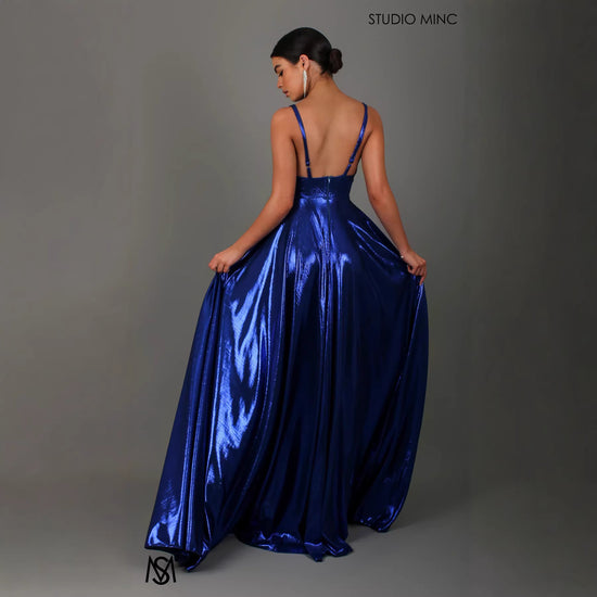 Robe Longue Sans Manches Épaules Tombantes Fendue